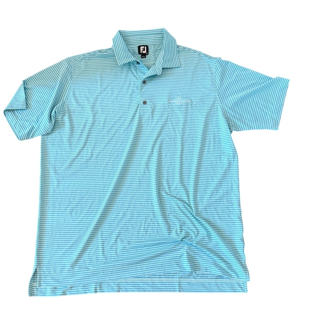 FootJoy Mens Striped Polo Shirt 2XL‎ Teal blue Golfcore Water sound Club